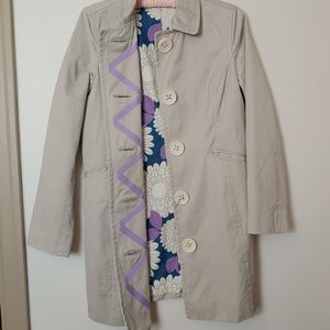 Boden Floral Lined Big Button Short Trench Coat